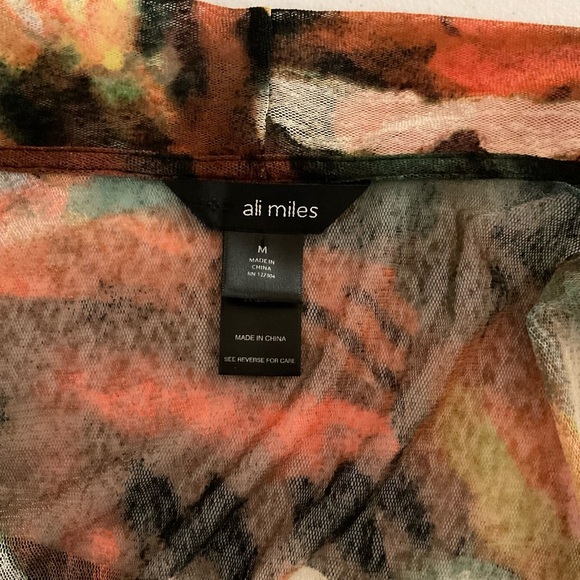 Ali Miles Sheer Kimono Abstract Black Multicolor 3/4 sleeves Women’s Size M - Picture 4 of 13